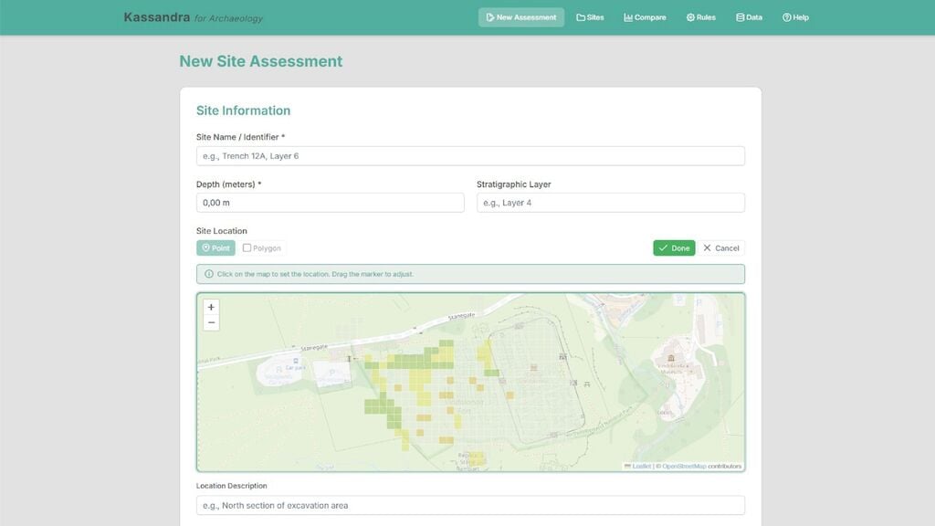 Proprietary Kassandra predictive tool for archaeology